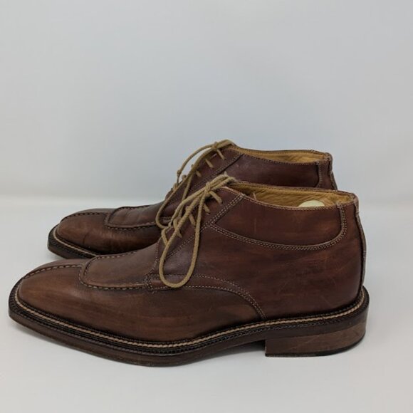 Canali Made in Italy Leather Derby Boots Brown Men’s Dress Shoes Sz 8.5 - Picture 1 of 7